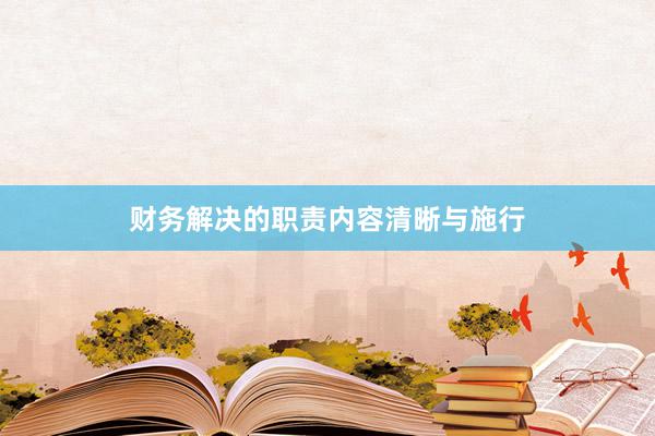 财务解决的职责内容清晰与施行